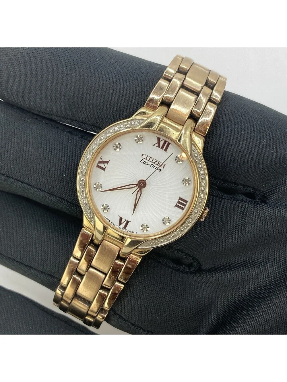 Citizen Eco-Drive Women Watch Gold Tone Diamond Accent Bezel 29mm EQ71-S085176
